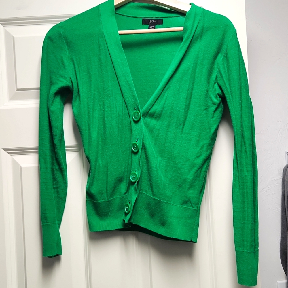 J Crew Green Cardigan, XXS